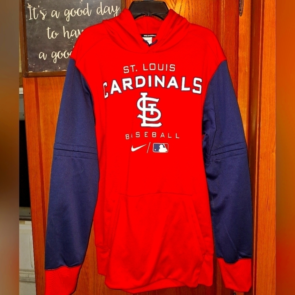 Nike Official MLB St. Louis Cardinals Red and Navy Hoodie In A Size Medium. NWT